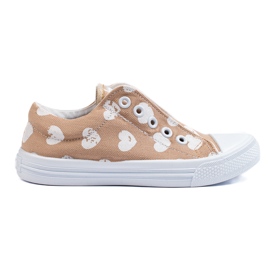 SHELOVET Slip-on beige sneakers til piger 3F hjerter