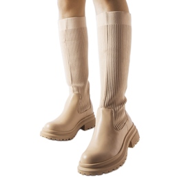 Beige støvler med elastisk overdel fra Montere