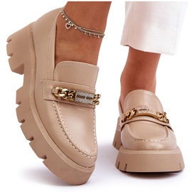PS1 Klassiske loafers på en tyk platform Beige Fang mig!