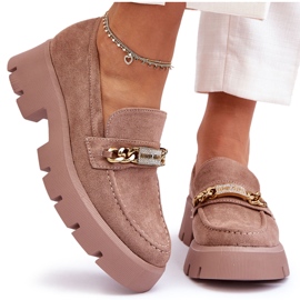 PS1 Klassiske ruskindsloafers på chunky platform Brun Catch Me!