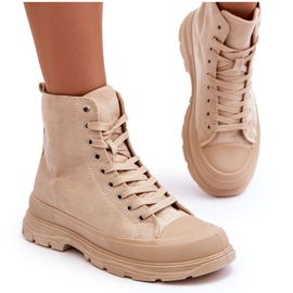 PS1 Høje sneakers i ruskind til kvinder Beige Eleamia