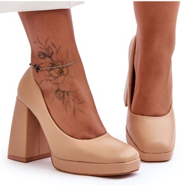 Chunky Heel Pumps Nude Rosalia beige