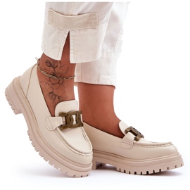 PG1 Dame loafers på platformen med dekoration Beige Ameg