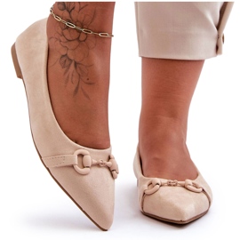 PG1 Ruskindsballerinaer med beige Noldaia-dekoration