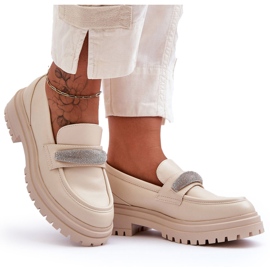 PG1 Aricka's Chunky Læder Loafers med beige udsmykning