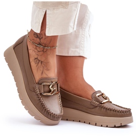 Lemar Læder Platform Loafers Med Udsmykning Mørk Beige Desmond