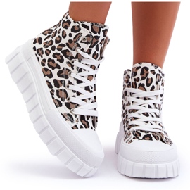 PS1 Kvinder High Top Sneakers Leopard Mønster Hvid Florens