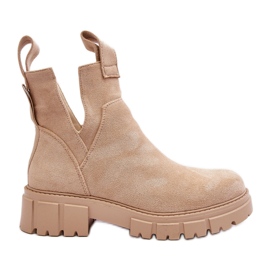 Udskårne arbejdsstøvler Light Beige Heaven