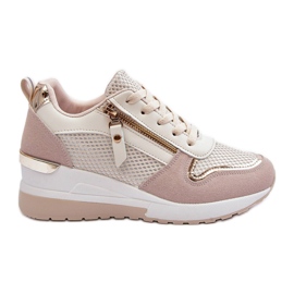 PG1 Kvinder Wedge Sneakers Beige Og Hvid Sivan