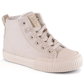 Isolerede børnesneakers med snørebånd og lynlåse beige Big Star MM374012