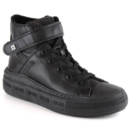 Isolerede sneakers med snørebånd og velcro sort Big Star MM274008