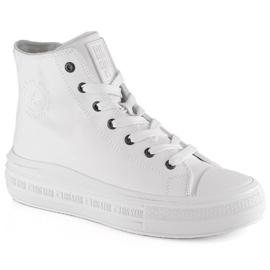 White Big Star MM274021 isolerede sneakers med snørebånd og lynlås hvid