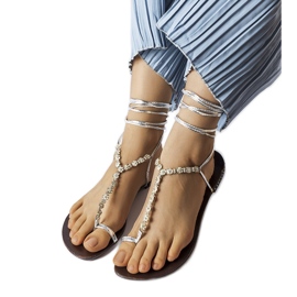 Sølv sandaler med cubic zirconia fra Troghi