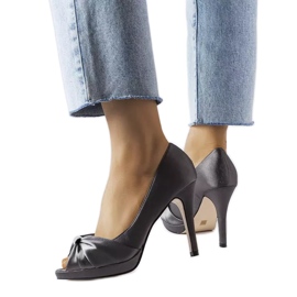 Grå peep toe hæle fra Paré
