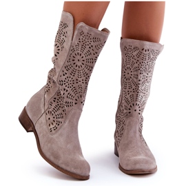 Lewski Shoes Ruskind gennembrudte støvler venstre 3366/2 Cappucino beige