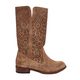 Lewski Shoes Ruskind gennembrudte støvler Leewski 3366/2 Beige