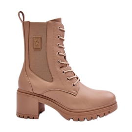 Vinceza Dame læder ankelstøvler Beige Esnar