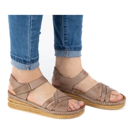 WASAK Komfortable damesandaler i læder 0658W brun beige