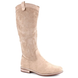 Gennembrudte ruskindsstøvler Vinceza W JAN234B beige