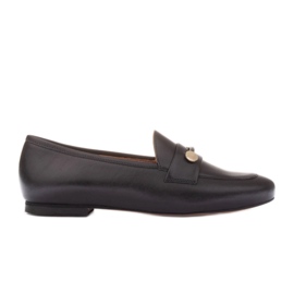 Marco Shoes Loafers med guldudsmykning sort