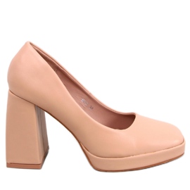 Nessa Nude pumps med bred hæl beige