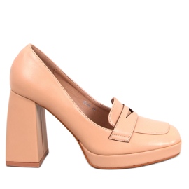Hæl loafers Entee Nude beige