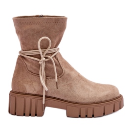 Dame ankelstøvler i ruskind Beige Lineanor