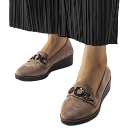 Brune wedge loafers i ruskind fra Erin