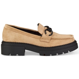 La.Fi Beige loafers på ruskindsplatform