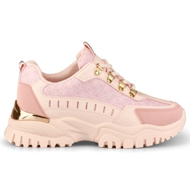 Pink sneakers til kvinder med gyldne tilbehør lyserød