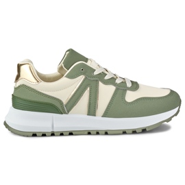 Grønne og beige sneakers til kvinder