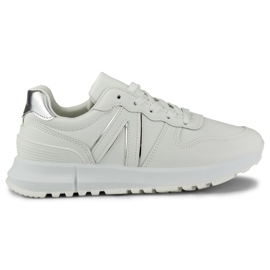 Hvide sneakers til kvinder med sølvkant