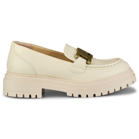 Beige loafers med guldspænde