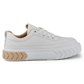 Hvide øko-læder sneakers til kvinder beige