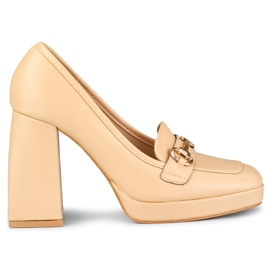 Beige loafers med høj behagelig hæl