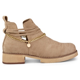 Beige damestøvler med kæde