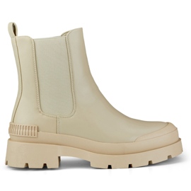Beige damestøvler med beige sål
