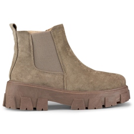 Brune damestøvler med tyk sål beige