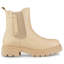 Beige Chelsea-støvler til damer med tyk sål