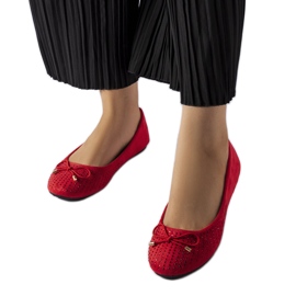 Røde ballerinaer med Larissa cubic zirconia
