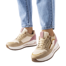 Inna Beige og lyserøde sportssneakers fra Delid