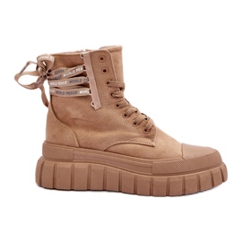 Dame ruskind platform ankelstøvler Beige rafter