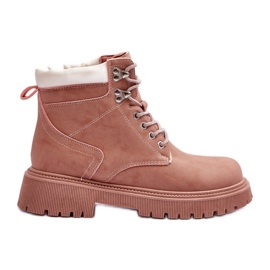 Dame Læder Warm Trappers Pink stænger lyserød