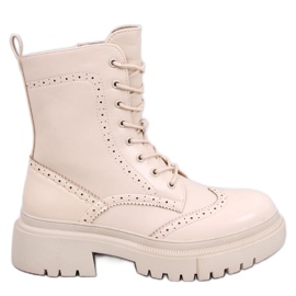 Aubert Beige snørestøvler