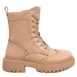 Aubert Khaki snørestøvler beige
