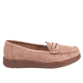 Ruskind loafers med læder indersål fra Marit Khaki beige