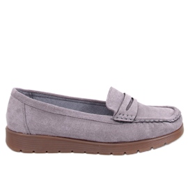 Ruskind loafers med læder indersål Marit Grey grå