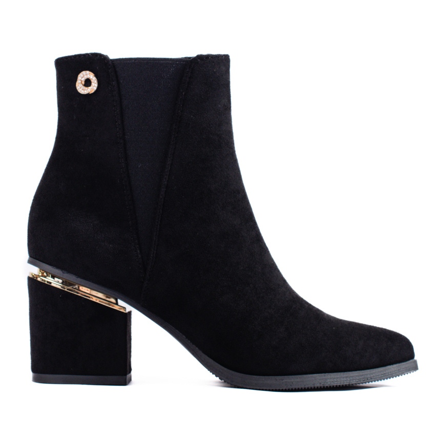 Elegante sorte ruskindsstøvler til kvinder Shelovet-stolpen - KeeShoes