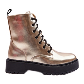 FB2 Læder Metallic Worker Boots Guld Teflorna gylden
