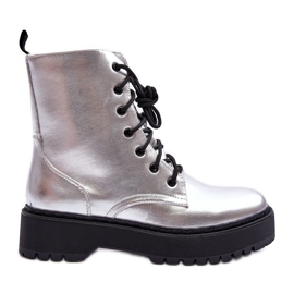 FB2 Læder Metallic Worker Boots Sølv Teflorna